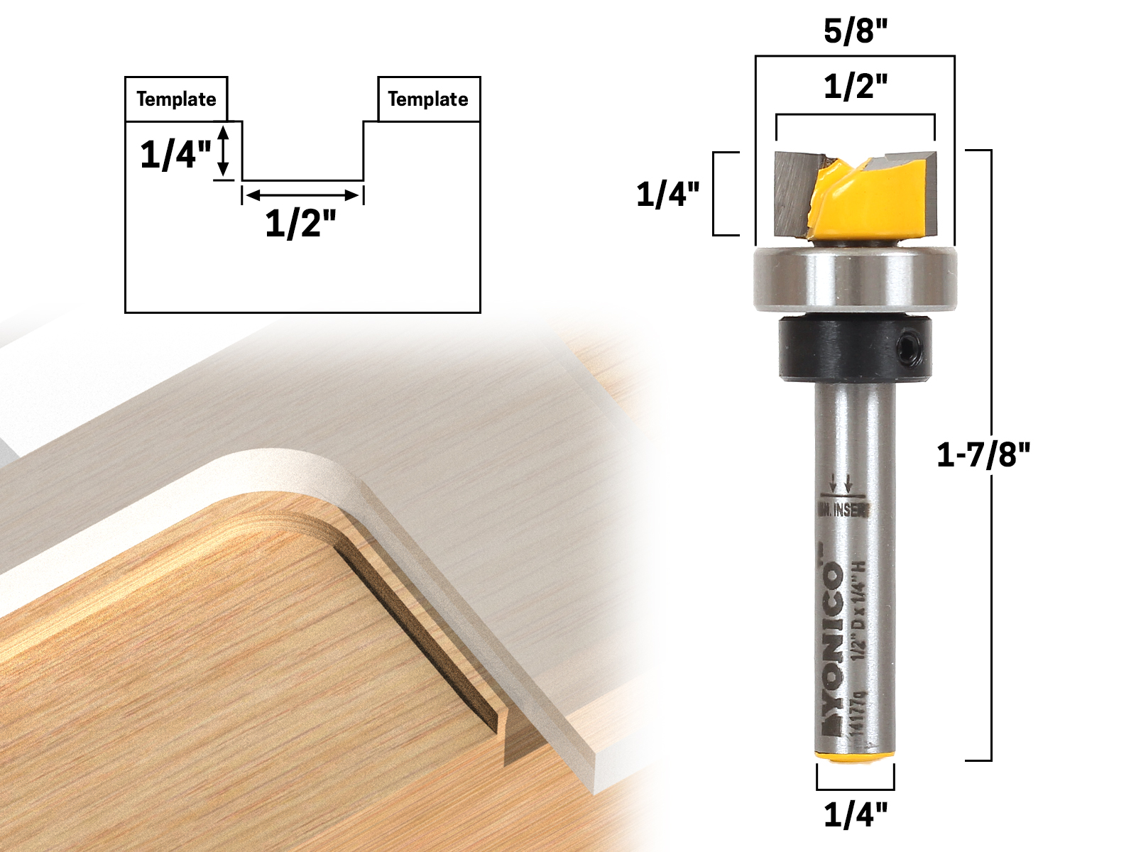 Mortising router bit on sale with bearing